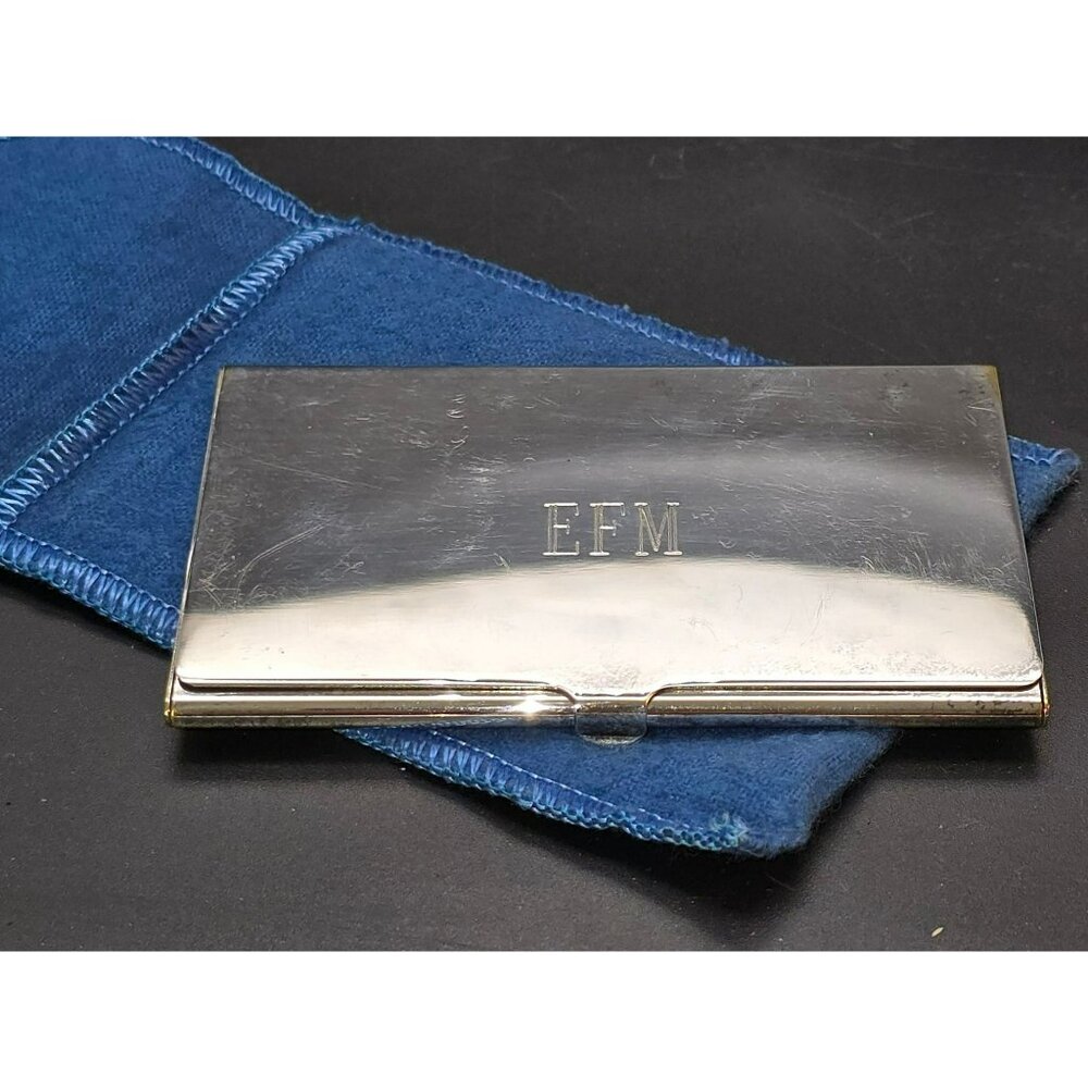 Reed & Barton 689 Silver-Plated Business Card Holder Engraved EFM CM2229